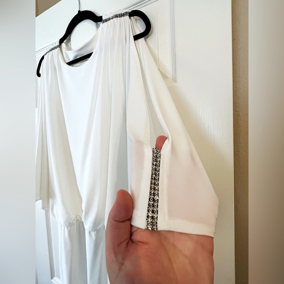 CACHÉ Crystal Embellished Cold-Shoulder dress. Size L - Picture 4 of 12